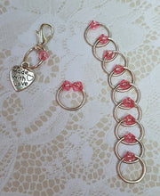 Load image into Gallery viewer, Stitch Marker Set 'Pink' Silvertone, Goldtone or Bronzetone
