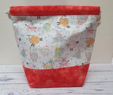 Load image into Gallery viewer, Draw String Project Bag Large - Orange Knitting Sheep