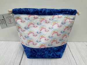 Draw String Project Bag Medium - Blue Rainbow Clouds