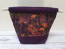 Load image into Gallery viewer, Draw String Project Bag Medium - Burgundy Fowers