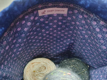 Load image into Gallery viewer, Draw String Project Bag Large - Blue Blossoms