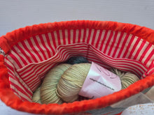 Load image into Gallery viewer, Draw String Project Bag with Handle and Pockets Small - Orange Bottlebrush