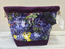 Load image into Gallery viewer, Draw String Project Bag with Handle &amp; Pockets Medium - Glitter Fairies