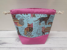 Load image into Gallery viewer, Draw String Project Bag Small - Pink Cats