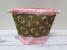Load image into Gallery viewer, Draw String Project Bag Small - Pink Flowers