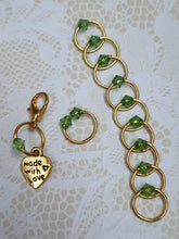 Load image into Gallery viewer, Stitch Marker Set &#39;Green&#39; Goldtone, Silvertone or Bronzetone