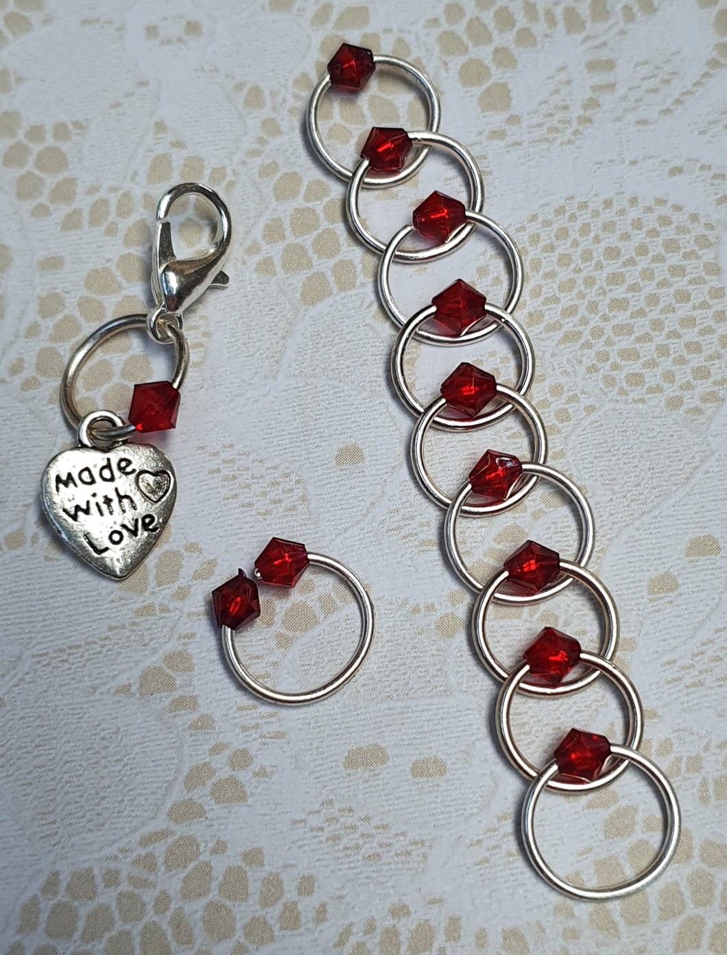 Stitch Marker Set 'Red' Goldtone, Silvertone or Bronzetone