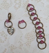 Load image into Gallery viewer, Stitch Marker Set &#39;Cerise Pink/Purple&#39; Goldtone, Silvertone or Bronzetone