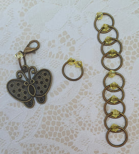 Stitch Marker Set Bronze Butterfly