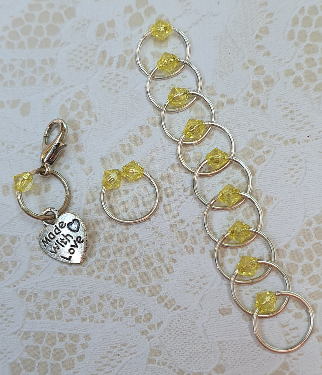 Stitch Marker Set 'Yellow' Goldtone. Silvertone or Bronzetone